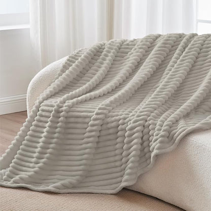 BEDELITE Ribbed Twin Blanket for Couch & Bed, Light Grey, Warm Yet Lightweight - Image 8