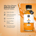 Dolce Flav Natural Orange Food Coloring – 2 oz Bright Plant-Based Liquid Dye | Water-Soluble Color for Baking, Drinks & Desserts | Graduated Dropper Included | No Artificial Dyes | Kosher | Made in USA