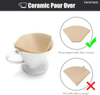 Pour Over Coffee Maker, Single White Ceramic Coffee Dripper with 3 Holes, Large Coffee Pour Over for Shop, Office, Home