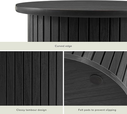 mopio Quin Pedestal Side Table, Tambour Round Fluted End Table, Small Accent - Image 3