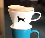 Black Lab Coffee Pour Over Single Cup Ceramic Brewer with Melitta Filters (Black Lab)