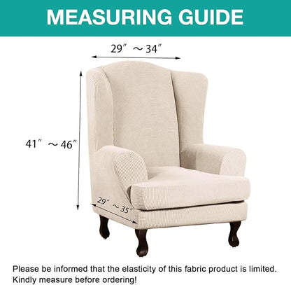 Turquoize Wingback Chair Covers 2 Piece Wing Chair Slipcover Stretch Slipcovers - Image 5