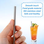 10 Pack 4.7 Inch Short Metal Cocktail Straws Reusable Stainless Steel Straws Drinking Straws Steel Straws Drinking with Cleaning Brush for Coffee Mugs, Small Glasses or Cups
