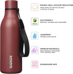 BJPKPK Insulated Water Bottles, 18 oz Stainless Steel Metal Water Bottle with Strap, BPA Free Leak Proof Thermos, Mugs, Flasks, Reusable Water Bottle for Sports & Travel, Brick Red