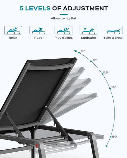 Ciokea Aluminum Foldable Lounge Chairs Set of 2 - Image 5