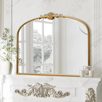 Besdomus Antique Arched Gold Mirror: 40"x29" French Large Decorative Gold - Image 5