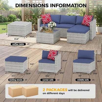 5-Piece Outdoor Sectional Sofa Set, Outdoor Patio Set Sectional Sofa, - Image 2