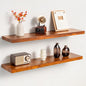 32 Inch Teak Floating Shelves Set of 2 by Unknown
