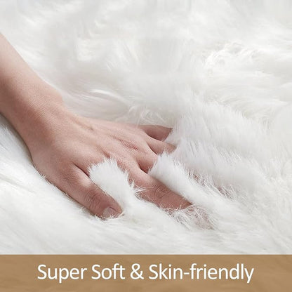 Sheepskin Faux Fur Rug, 2x3 White Fur Rug - Image 4