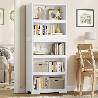 TEENFON 64.2" Bookcase, 5-Tier Open Bookshelves and Bookshelf, Freestanding by TEENFON