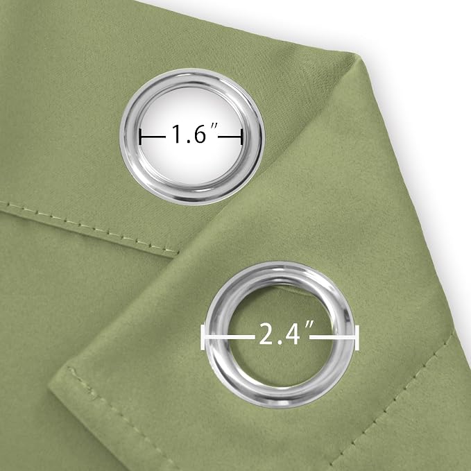Blackout Curtains 52 x 108 inch/Sage Green Curtains Set of 2 Panels/Thermal - Image 5