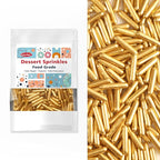 Gold Sprinkles, Metallic Rods Candy, Gold Rods Sugar For Baking, Donuts, Cakes, Cupcakes, Cookies, Wedding Party, Holiday, 150g/5.29oz