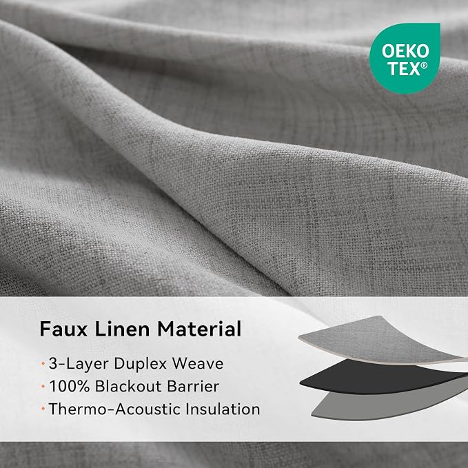 Curtains, 2 Panels, Linen Textured Look, Thermal Insulated, Full Light Blackout - Image 4