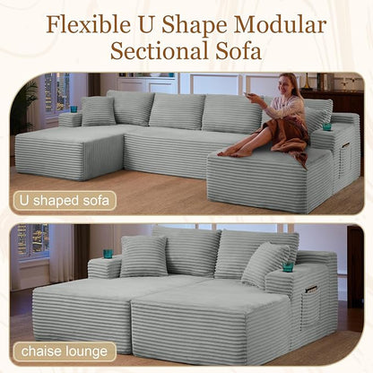 125" Modular Sectional Sleeper Sofa, Boneless Cloud Couch - Image 6