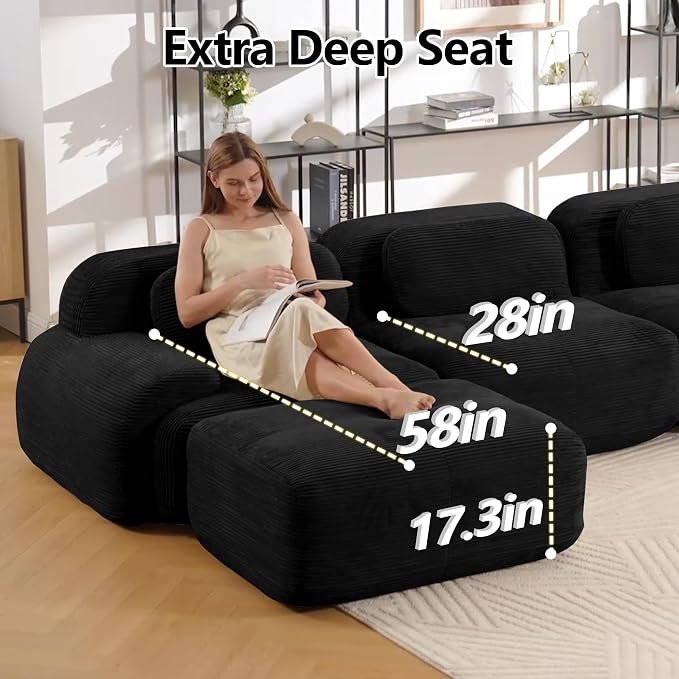 Boneless Sectional Couch, No Assembly Required, 117.3” U Shaped Modular Cloud - Image 5