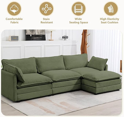 112'' Sectional Modular Cloud Couch, Oversized L Shaped 3 Seat Sofa - Image 5