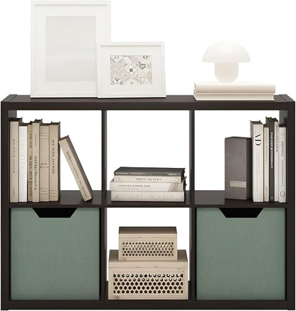 Furinno Cubicle Book Shelf, 6-Cube Bookshelf, Extra Thick Frame Horizontally & - Image 8