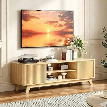VINGLI 58.6" TV Stand for 70 Inch TV, Mid Century Entertainment Center - Image 7
