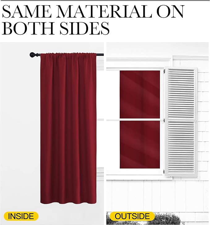 NICETOWN Burgundy Curtains Blackout Drape Panels - Image 6