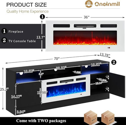 oneinmil 70" Fireplace TV Stand - Image 3