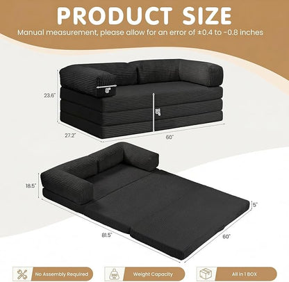 JUIKURY Foldable Convertible Sofa Bed, Tri-Fold Floor Couch Sleeper Sofa - Image 2