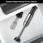 Immersion Blender RPM 16000±10% Scratch Resistant Hand Blender,15 Speed and Turbo Mode Hand Mixer, 3-in-1 Heavy Duty Copper Motor Stainless Steel Smart Stick with Egg Beaters and Chopper