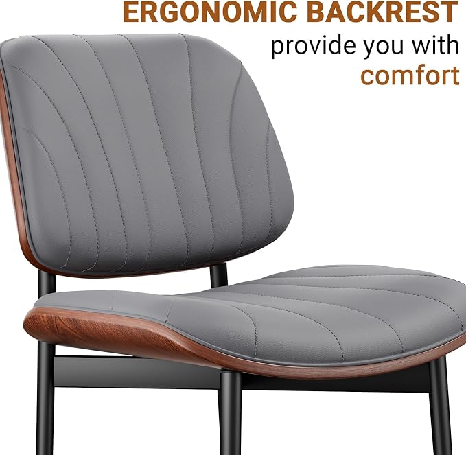 REONEY Dining Chairs Set of 4, Mid-Century Modern Upholstered PU Leather Chairs - Image 9