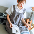 NEWGEM Japanese Linen Cross Back Cooking Aprons for Women Men with Pockets Cute for Baking Kitchen
