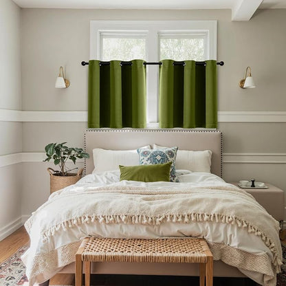 MIULEE Blackout Curtains for Bedroom 2 Panel 40"x36" Long Light Olive Green | - Image 7