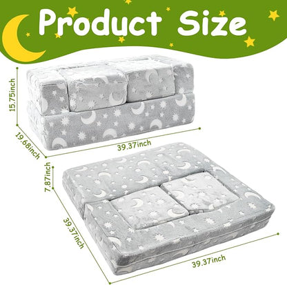 Kids Couch, Dark Grey | Glow-in-The-Dark, Chair Seat, Playroom Furniture - Image 2