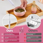 Matcha Whisk Set,9 Pcs Japanese Matcha Set Pink, Matcha Kit with Sifter, Matcha Tea Cloth, Matcha Powder Canister, Electric Rechargeable Frother(Pink)