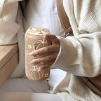 Pumpkin 16oz Can Glass Tumbler with Acrylic Lid & Straw, Iced Coffee Cup for Women Girls, Fall Aesthetic Cups Gifts