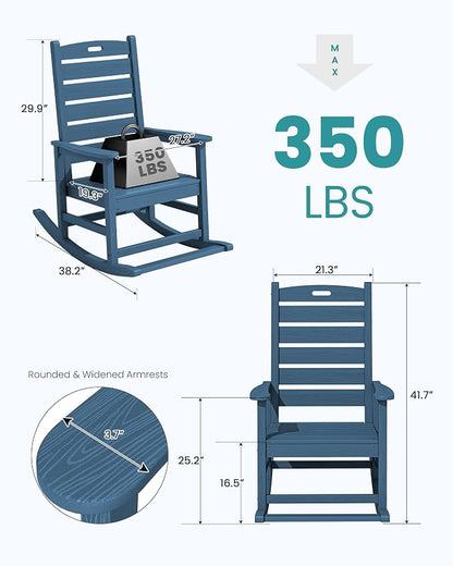 SERWALL Oversized Outdoor Rocking Chair, HDPE Patio Rocking Chair - Image 3