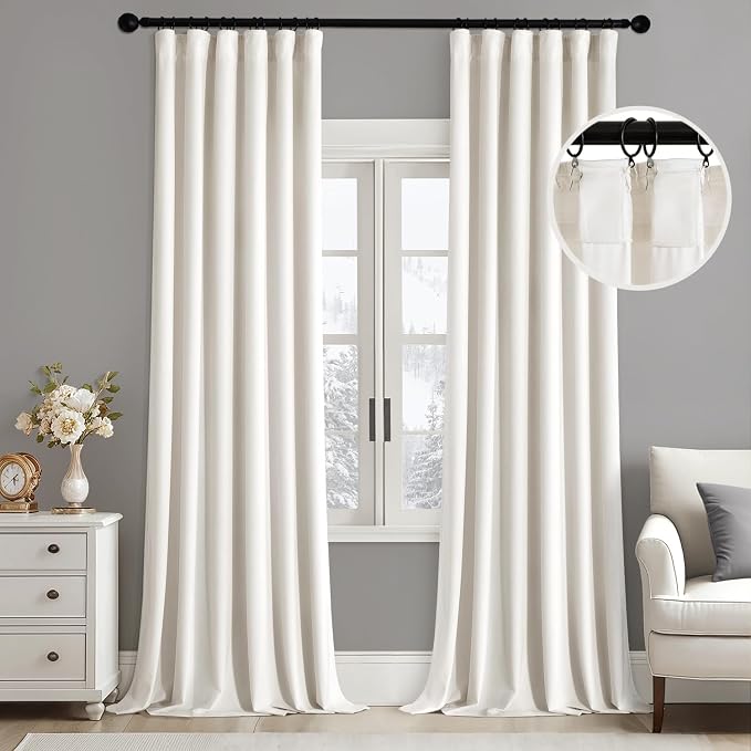 MIULEE Velvet Curtains 50W x 102L 2 Panels Ivory Blackout Curtains | Luxury by MIULEE