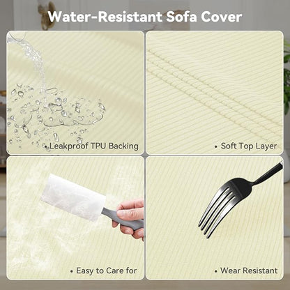 Waterproof Couch Cover 3-Piece Set Striped Sofa Slipcovers - Image 3