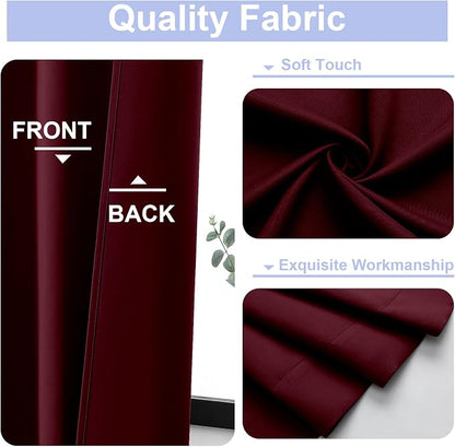 Simplebrand Ava Burgundy Short 36 Inches Blackout Curtain 2 Panels Set - Image 3
