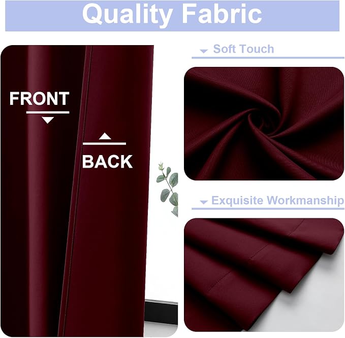 Simplebrand Ava Burgundy Blackout Curtains - Image 3
