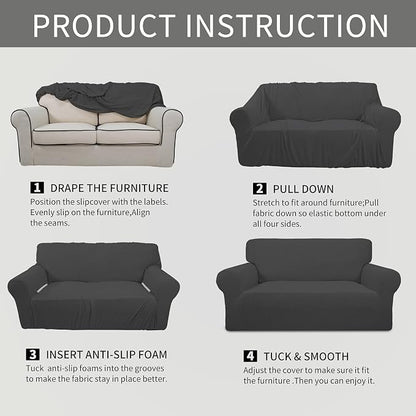 Easy-Going Stretch Oversized Loveseat Couch Covers Washable Dark Gray | 1-Piece - Image 6