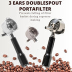 Espresso Portafilter 51mm Double Spouts Compatible with Delonghi Dedica EC680 and EC685 as well as SMEG and EUPA coffee machine models- Stainless Steel Filter Basket & Puck Screen Included (Black)