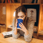 JollyPack 120 Pack 16 oz Paper Coffee Cups, Blue Disposable Beverage Cups with Insulated Ripple Wall for Coffee, Tea, and Hot Chocolate