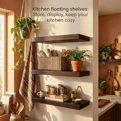 SAUMONIERES Floating Shelves Wall Shelf Solid Wood - Image 4