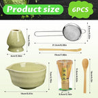 Matcha Set, 6 Pcs Matcha Whisk Set with 20 oz Bowl, Bamboo Whisk for Matcha Tea, Matcha Bowl, Ceramic Matcha whisk Holder, Stainless Sifter and Scoop - Gift for matcha kit Lovers（Green）