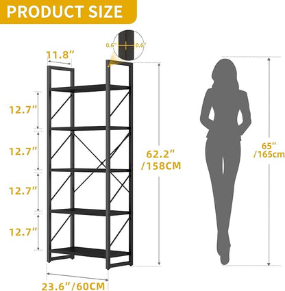 DWVO 5 Tier Bookshelf, Modern Book Shelf Storage Rack Shelves - Image 3