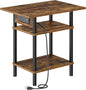 Asgolion Side Table with Charging Station, Skinny Nightstand with USB Ports and by Asgolion