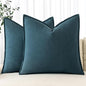 MIULEE Decorative Linen Euro Sham Pillow Covers 22x22 Inch Blue | Boho by MIULEE