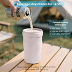 Iced Coffee Tumbler, 45℉ Insulated Beer Mug for Freezer, (Ice-Free) Double-walled Freezable Slushie Cup with Stainless Steel Liner, Travel Coffee Mug Reusable, with Lid and Straw, 16oz (1, White)
