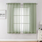 Chyhomenyc Sage Green Sheer Curtains 45 Inch Long 2 Panels, Short Voile Rod by Chyhomenyc