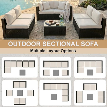 KIGOTY 7-Piece Patio Furniture Set, All-Weather PE Rattan Outdoor Sectional Sofa - Image 4