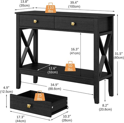 Lomojo Console Table, Sofa Table 13.8" D x 39.37" W x 31.5" HEntryway Table - Image 3