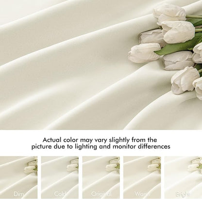 MIULEE Cream Back Tab Blackout Curtains 52x96 Inch Long 2 Panels Set | Rod - Image 8
